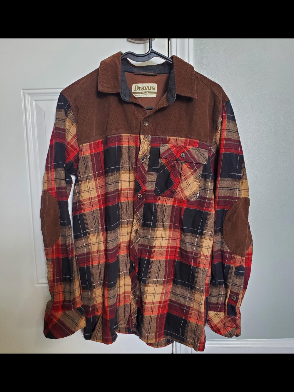 Dravus Brown & Red Plaid Button-Down Shirt Size Medium